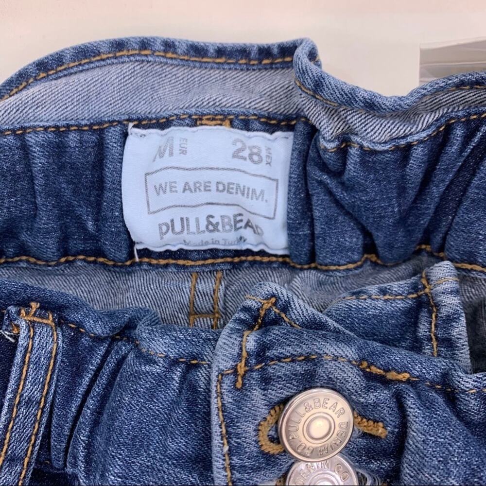 Pull & Bear | NWT | Small | Denim Blue Jeans Wide Elastic Waist Miniskirt - Picture 6 of 7